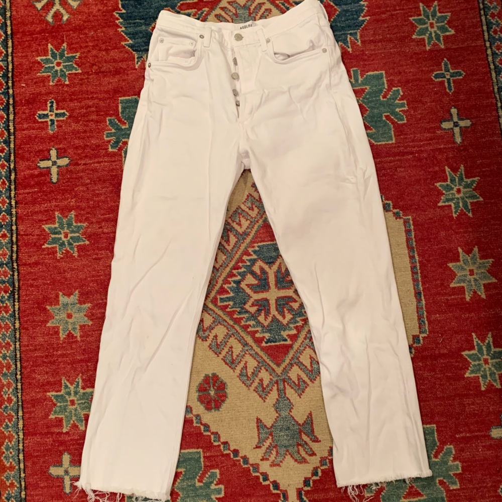 AGOLDE Straight Crop White Jeans